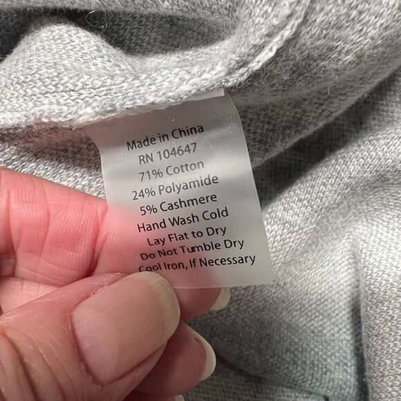 Kinross Cashmere Dip Dyed Blue Rose Print Crew neck Sweater Womens Sz M - Picture 6 of 6